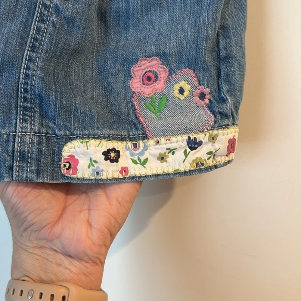 Baby Gap Embroidered 6-12 Months Denim Overall Dress embroidered rainbow floral